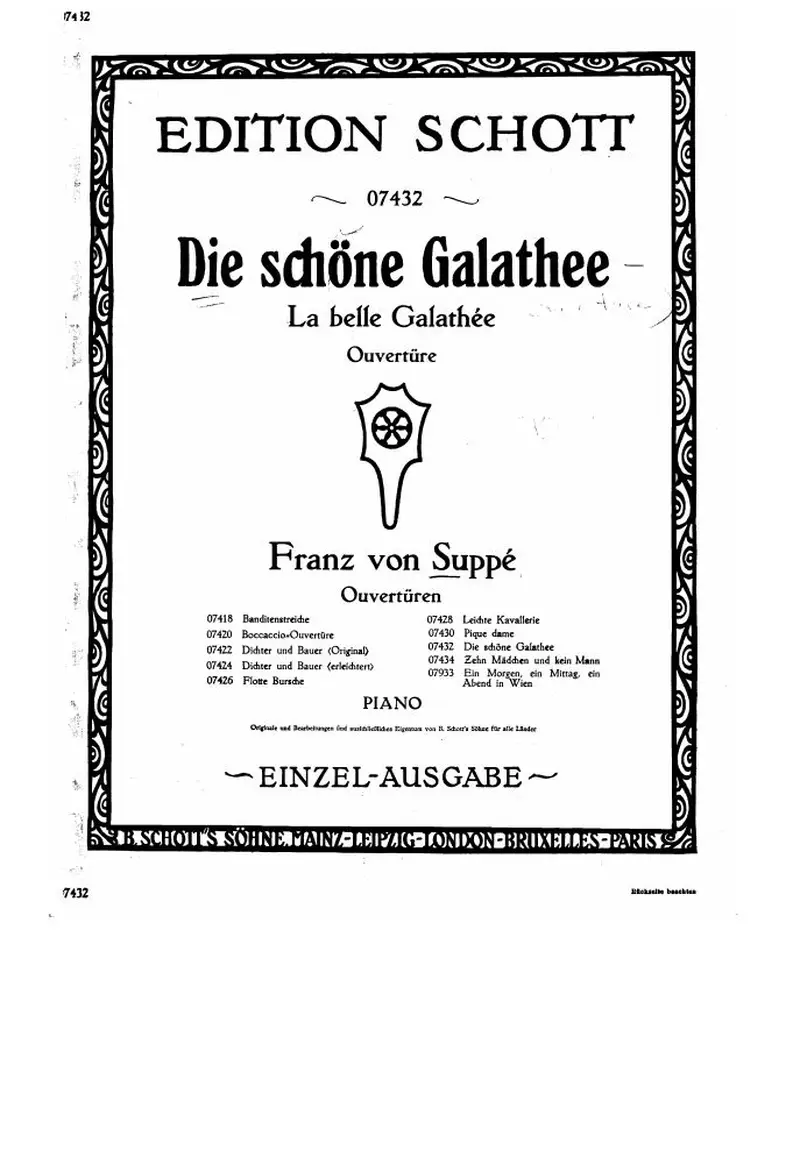 Первая страница нот «Die schöne Galathée»