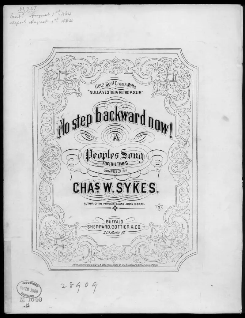 Первая страница нот «No step backward now!»