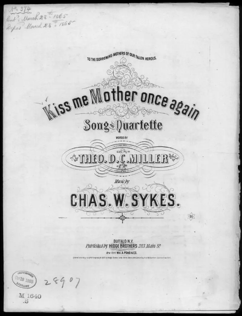 Первая страница нот «Kiss me mother, once again»