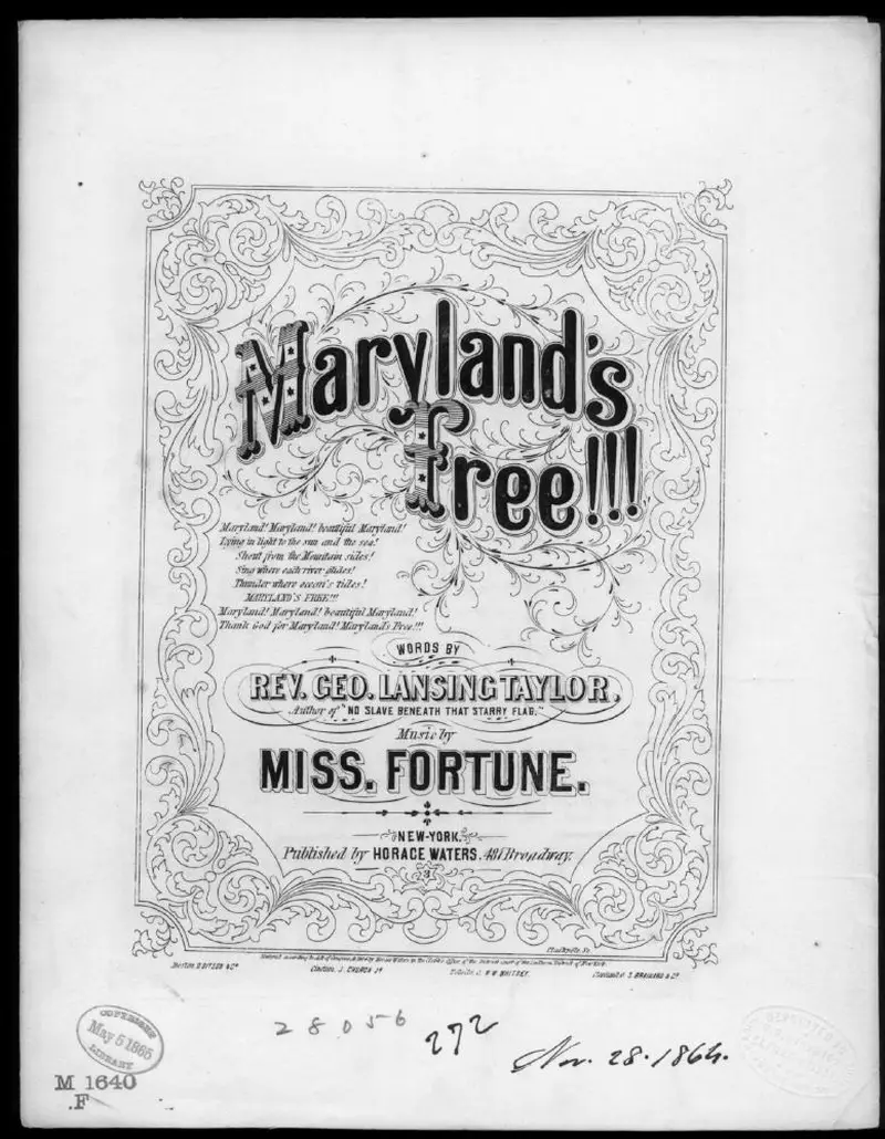 Первая страница нот «Maryland's free!»