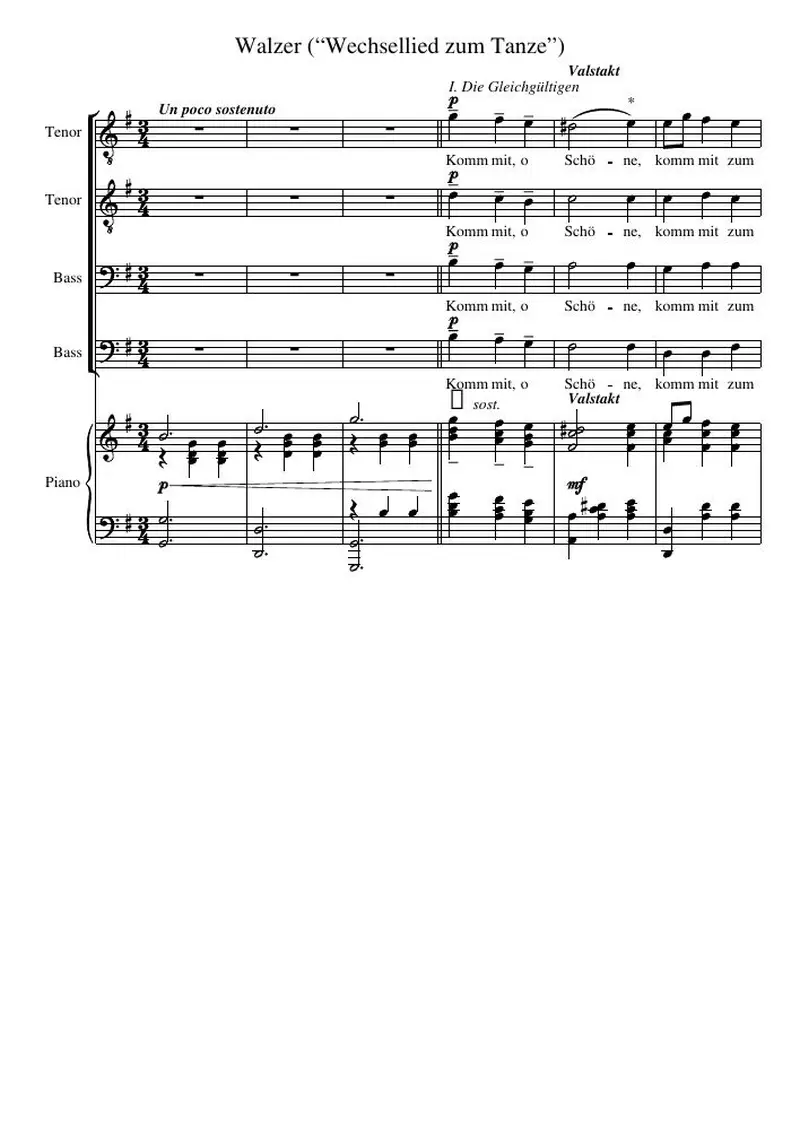 Первая страница нот «Вальс (“Wechsellied zum Tanze”)»
