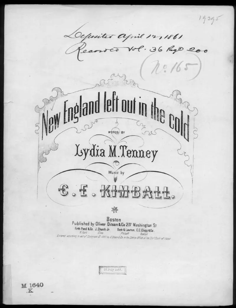 Первая страница нот «New England left out the cold»