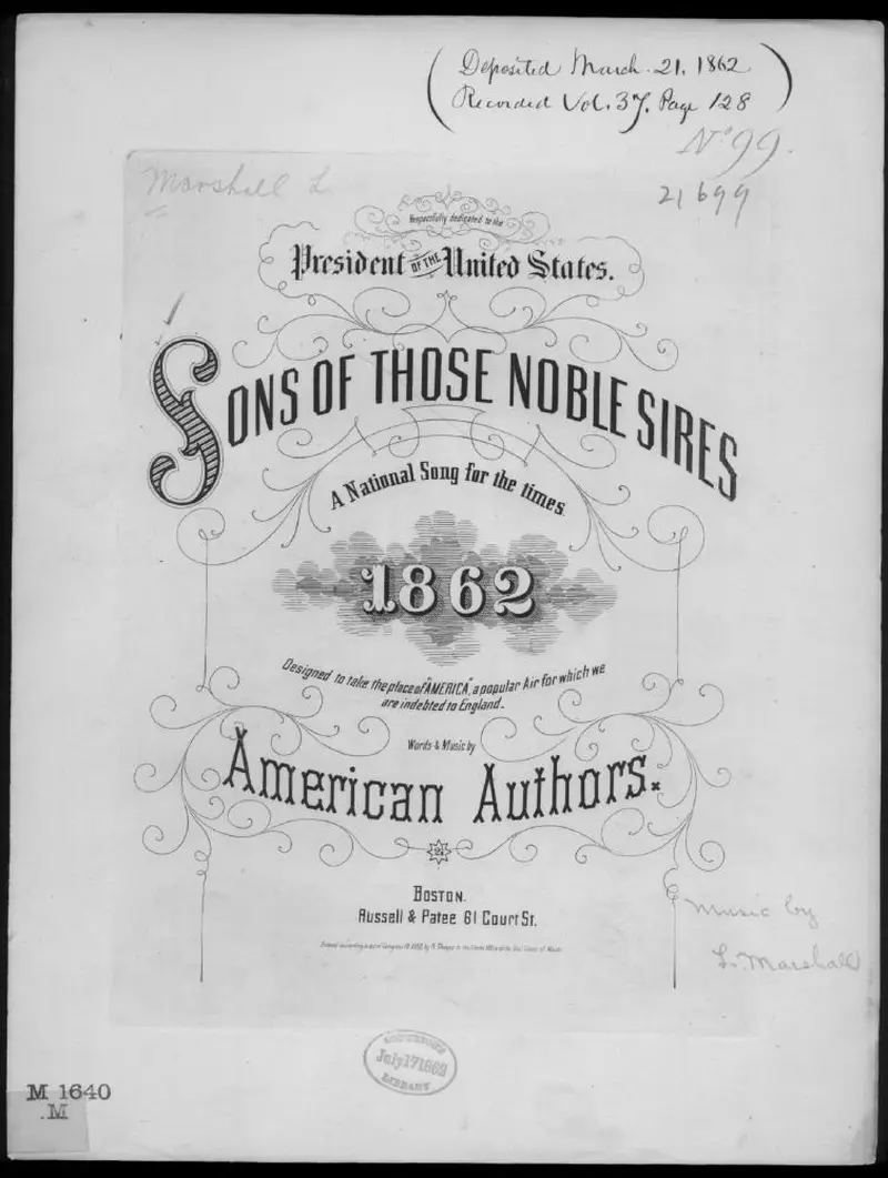 Первая страница нот «Sons of those noble sires»