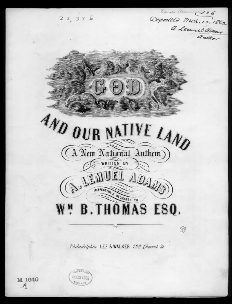 Первая страница нот «God! And our native land, a new national anthem»