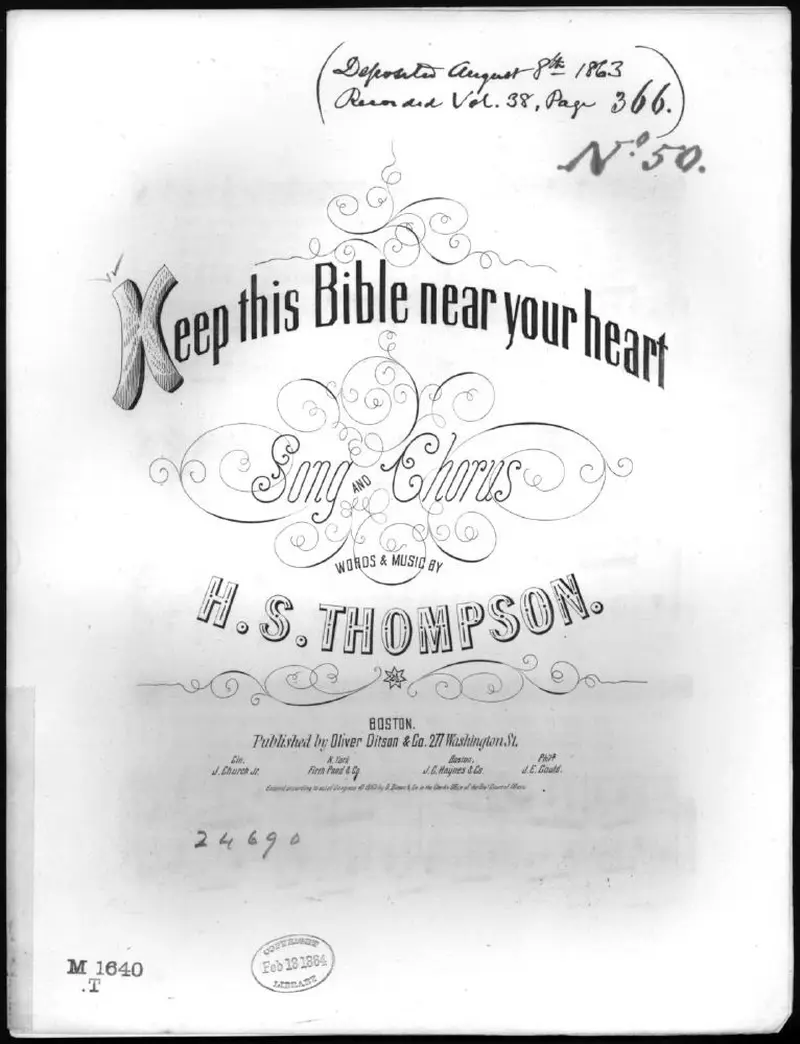 Первая страница нот «Keep this bible near your heart»
