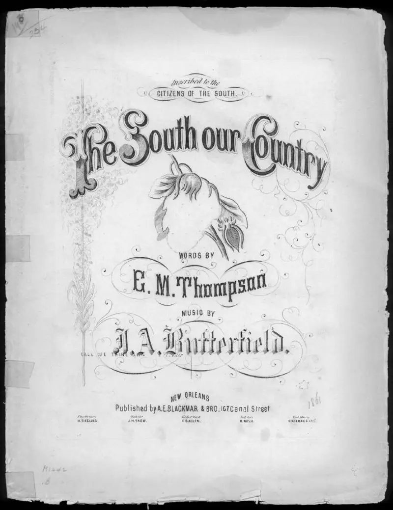 Первая страница нот «The South, our country»