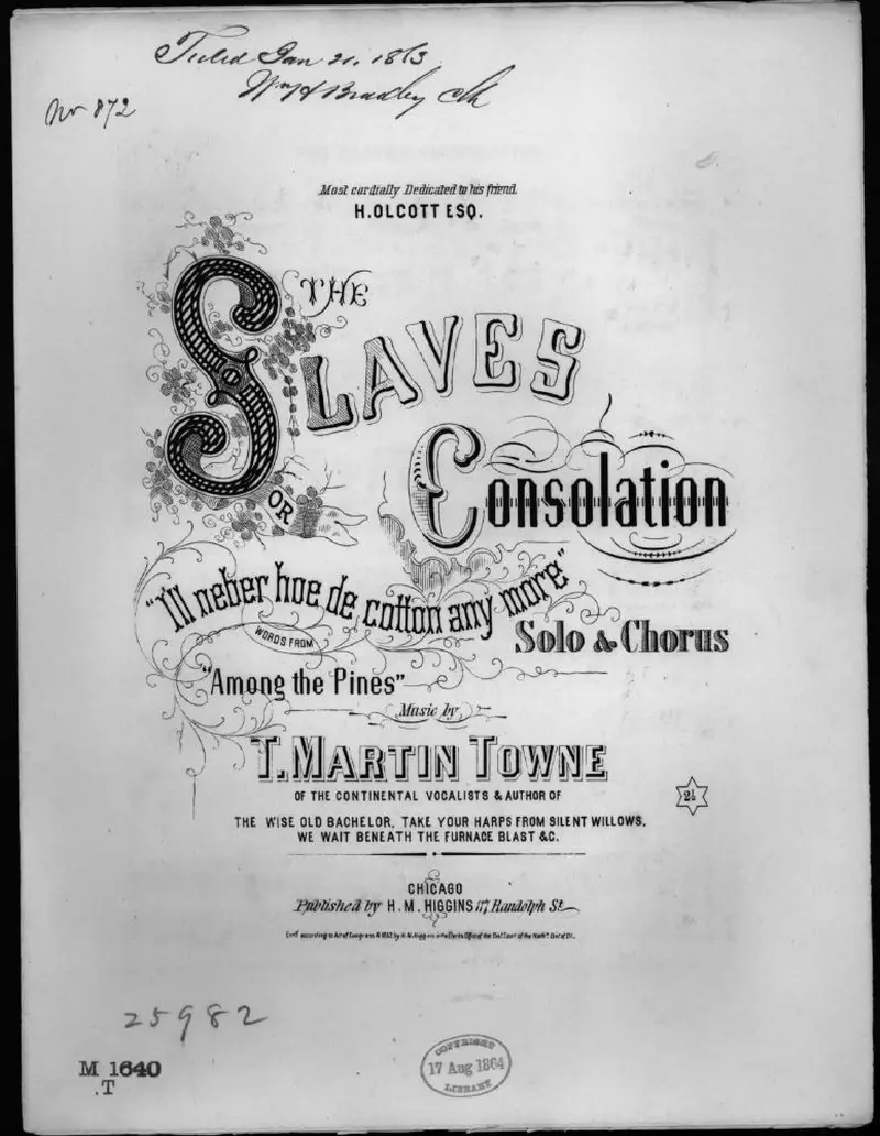 Первая страница нот «The Slaves Утешение»