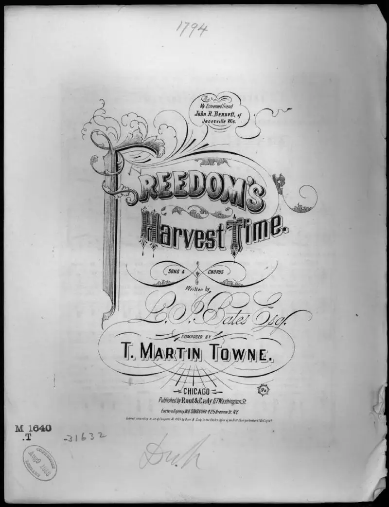 Первая страница нот «Freedom's harvest time»