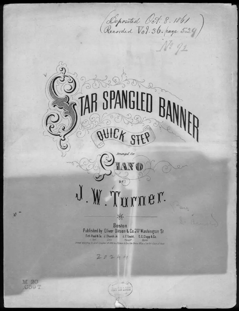 Первая страница нот «Star spangled banner quick step»
