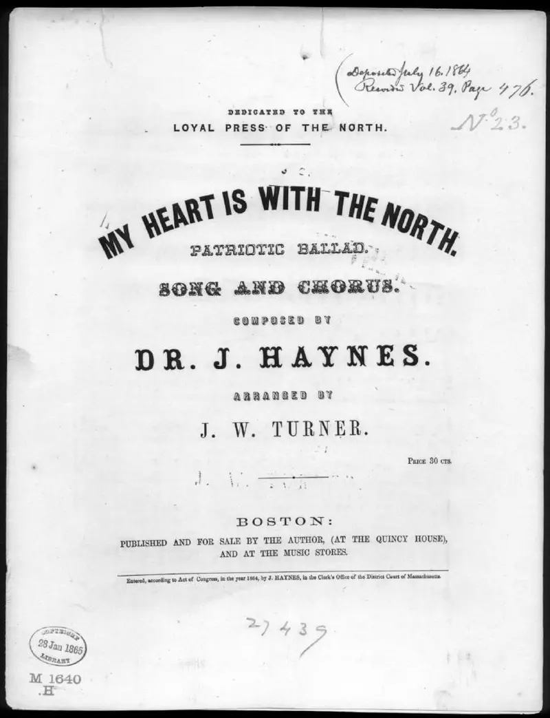 Первая страница нот «My heart is with the north»