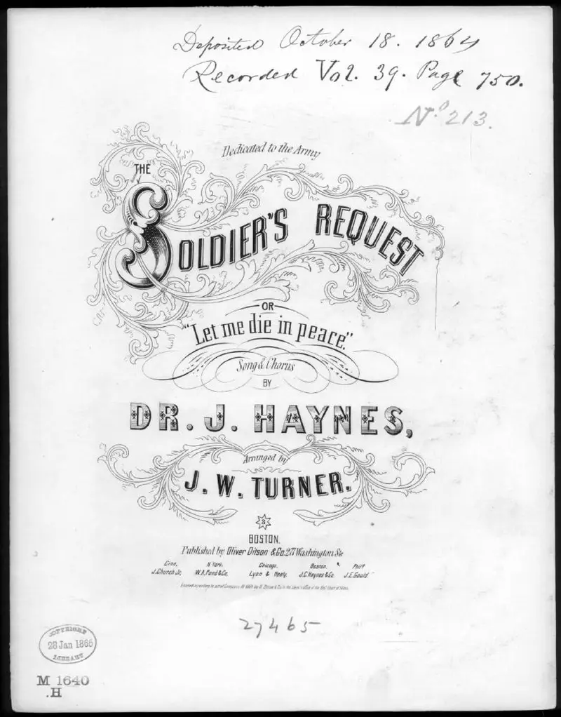 Первая страница нот «The soldier's request»