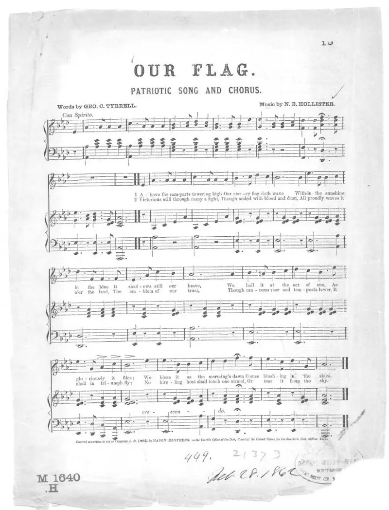 Первая страница нот «Our flag»