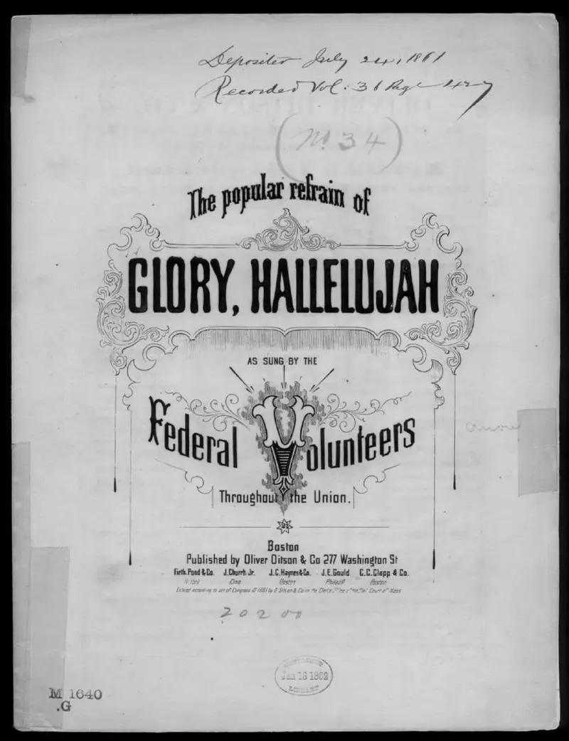 Первая страница нот «Glory! glory! hallelujah!»