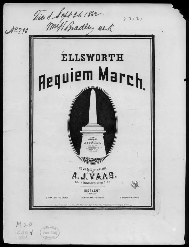 Первая страница нот «Col. Ellsworth's requiem Марш»