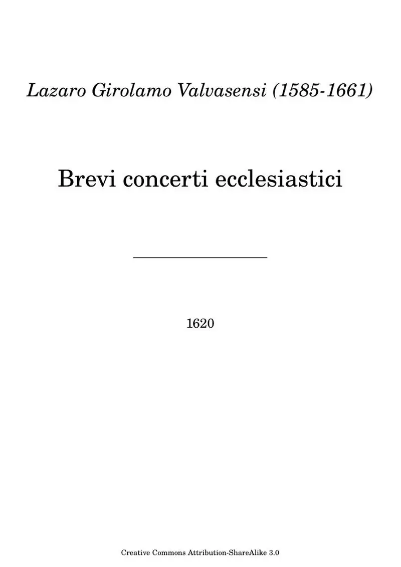 Первая страница нот «Brevi concerti ecclesiastici»