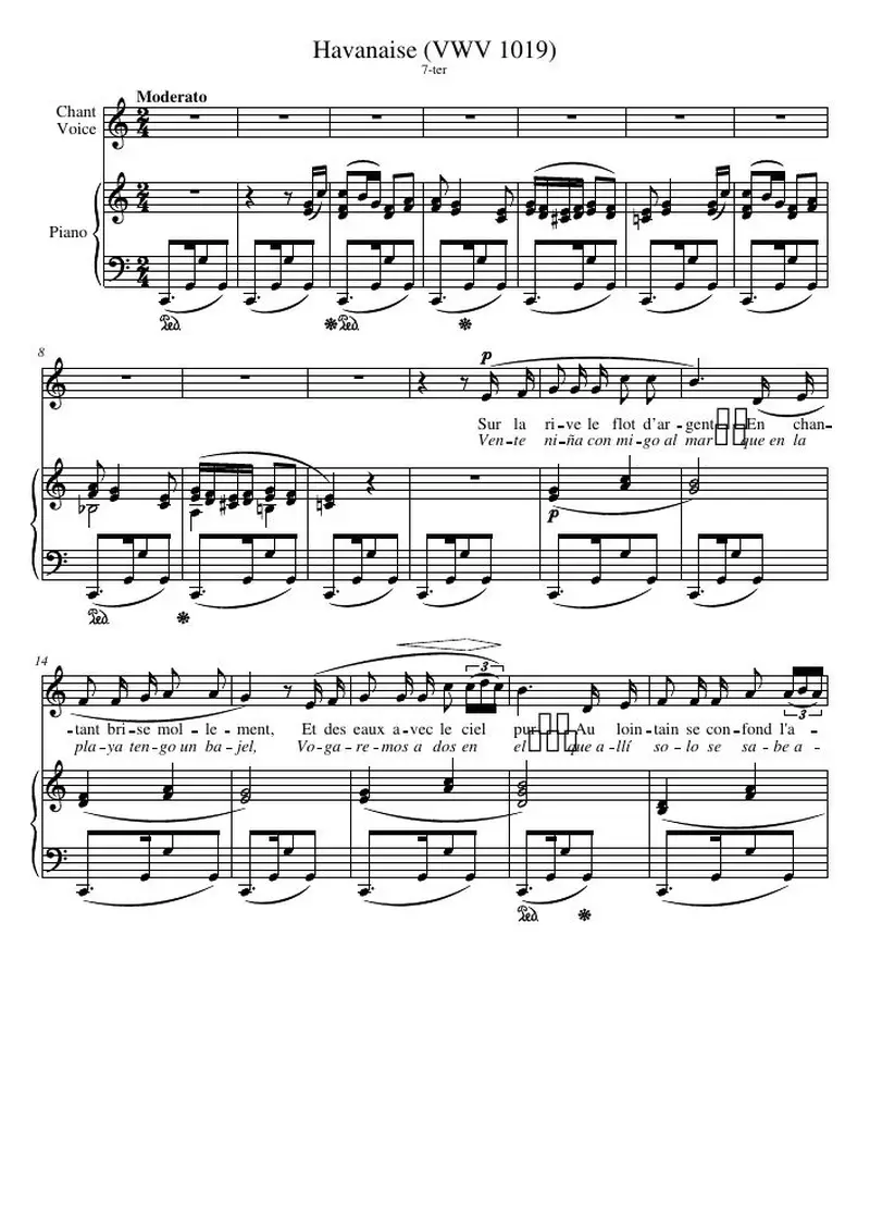 Первая страница нот «Havanaise (VWV 1019)»