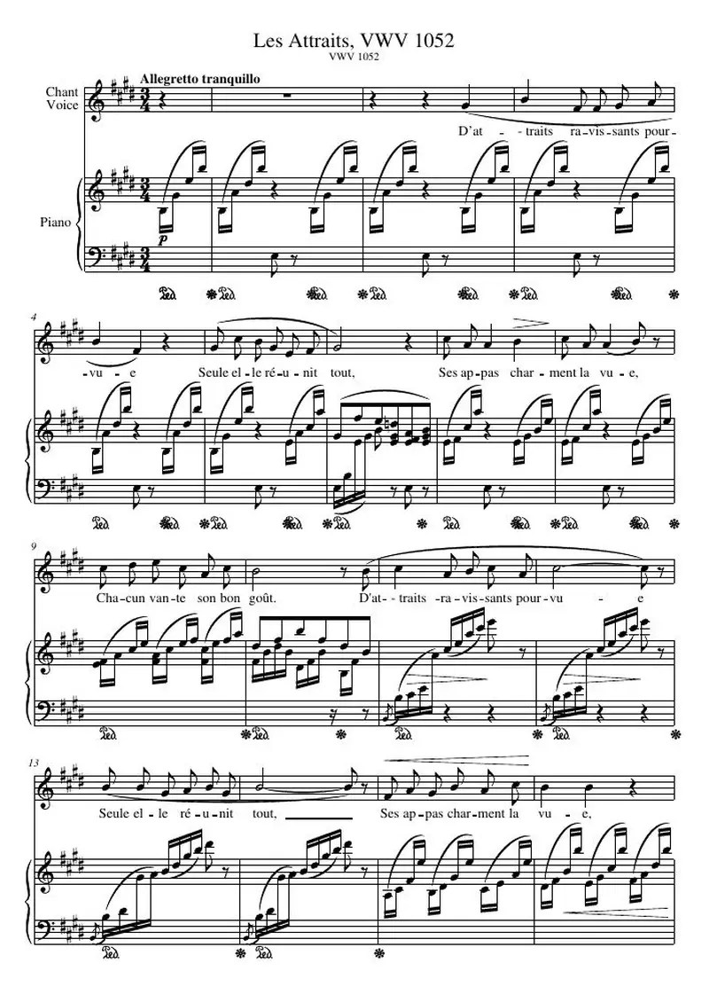Первая страница нот «Les Attraits, VWV 1052»