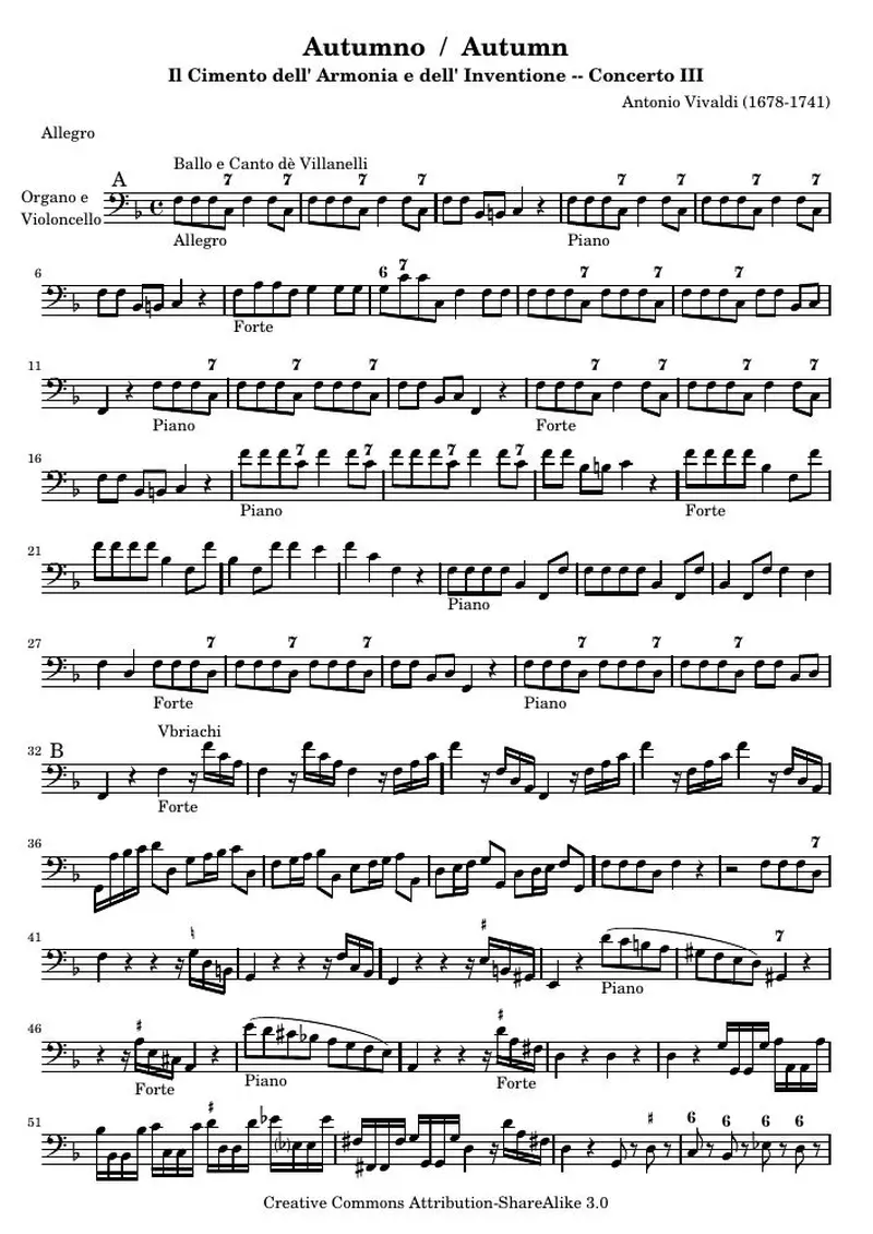 Первая страница нот «Autumno / Autumn (соч. 8, № 3) — autumn-cello»
