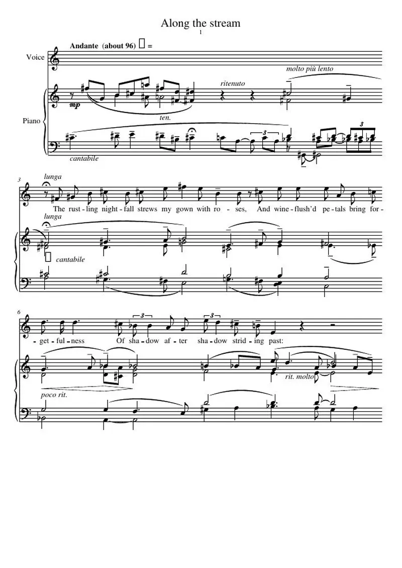 Первая страница нот «Along the stream»