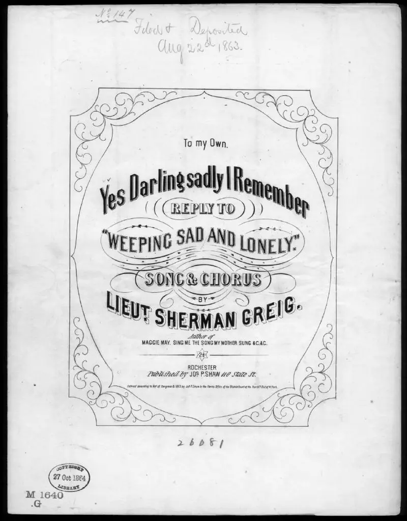 Первая страница нот «Yes darling sadly I remember»