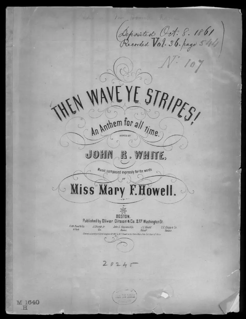 Первая страница нот «Then wave ye stripes»