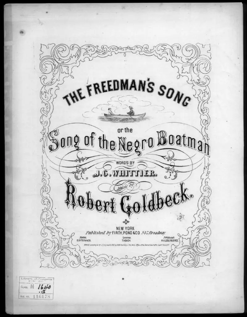 Первая страница нот «The Freedman's, or negro boatman's Песня»