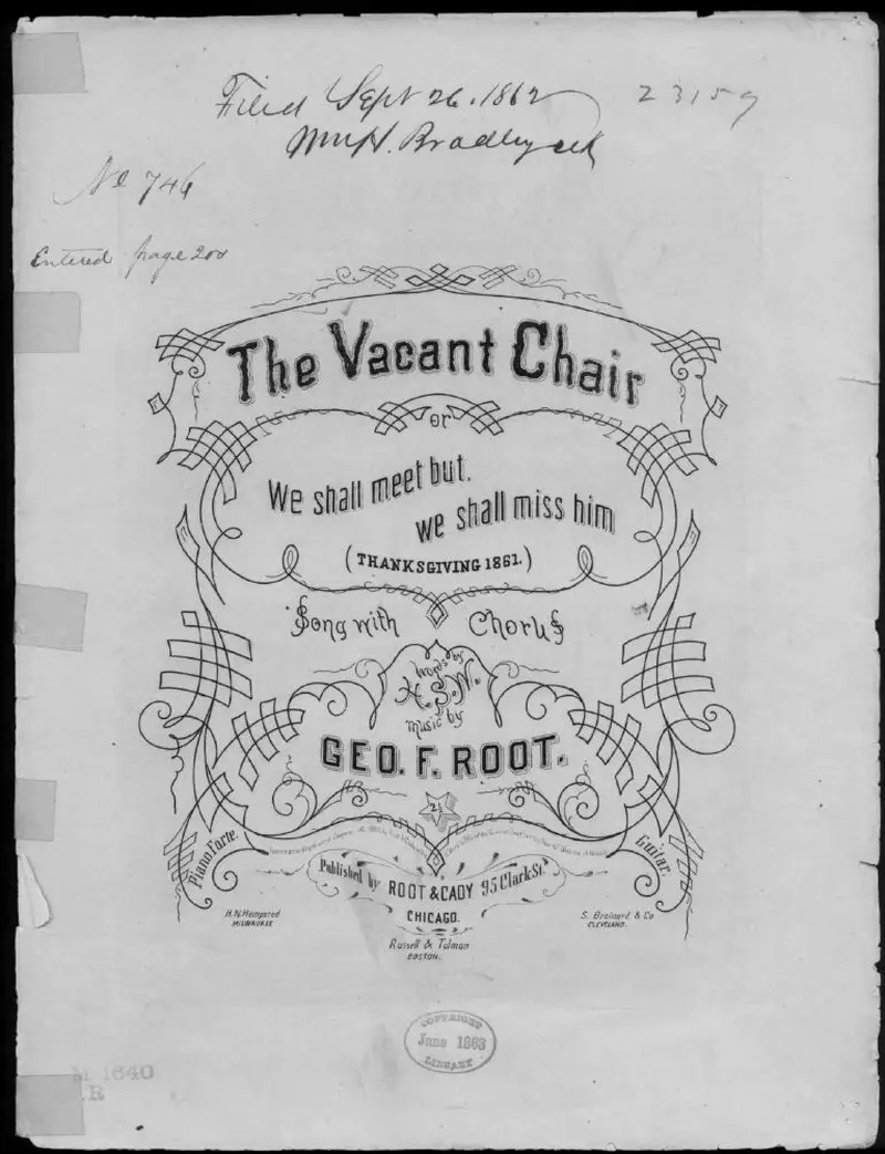 Первая страница нот «The Vacant chair, or We shall meet but we shall miss him»