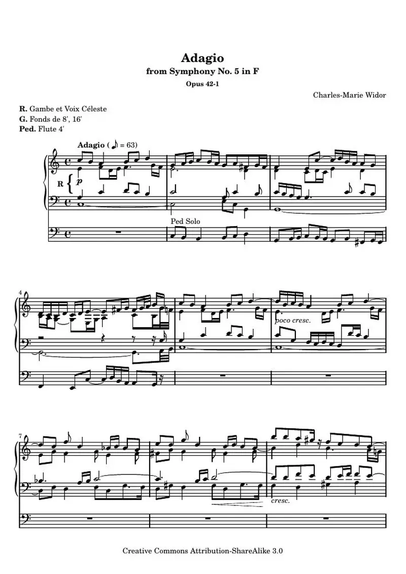 Первая страница нот «Adagio (O 42-1)»