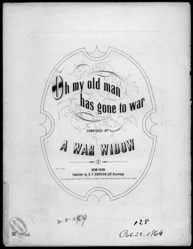 Первая страница нот «Oh my old man has gone to war»