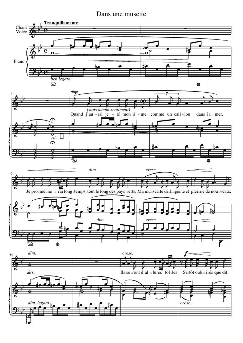 Первая страница нот «Dans une musette»