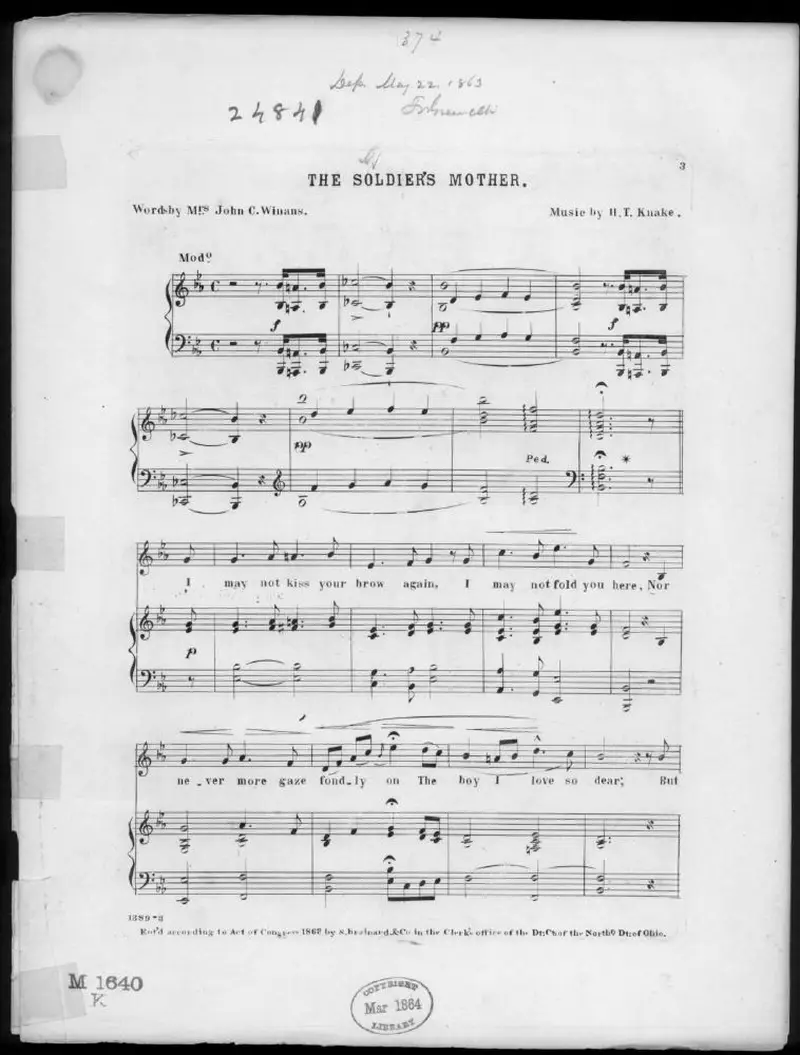 Первая страница нот «The Soldier's mother»
