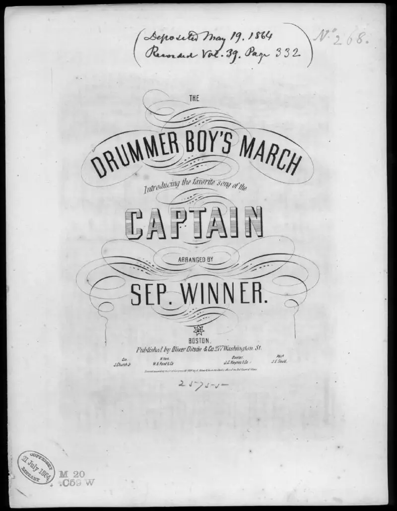 Первая страница нот «Drummer boy's Марш»
