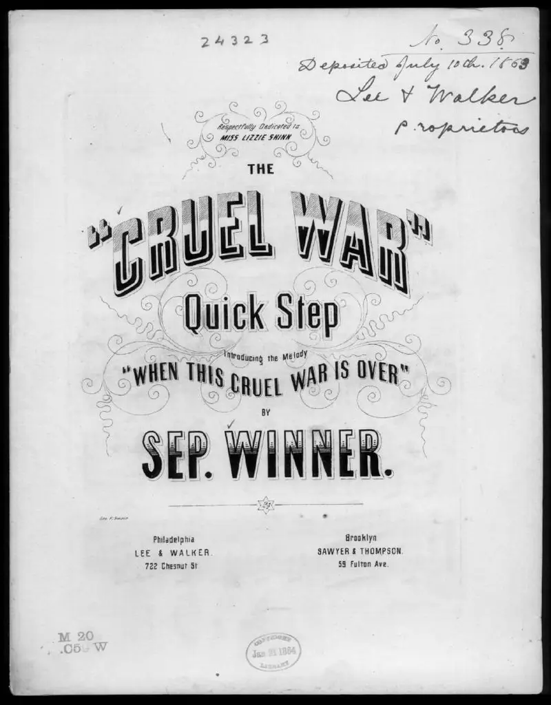 Первая страница нот «The Cruel war quick step»