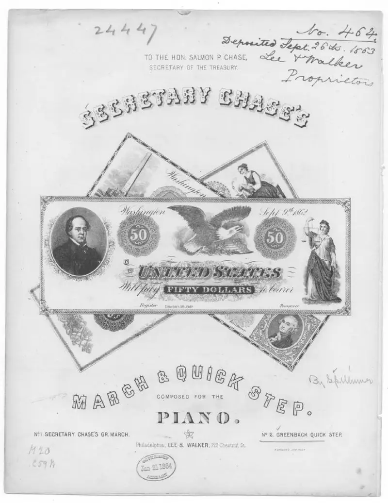 Первая страница нот «The Greenback, quick step»