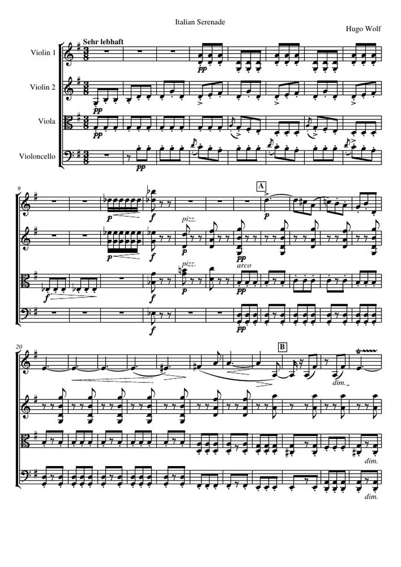 Первая страница нот «Italian Serenade»