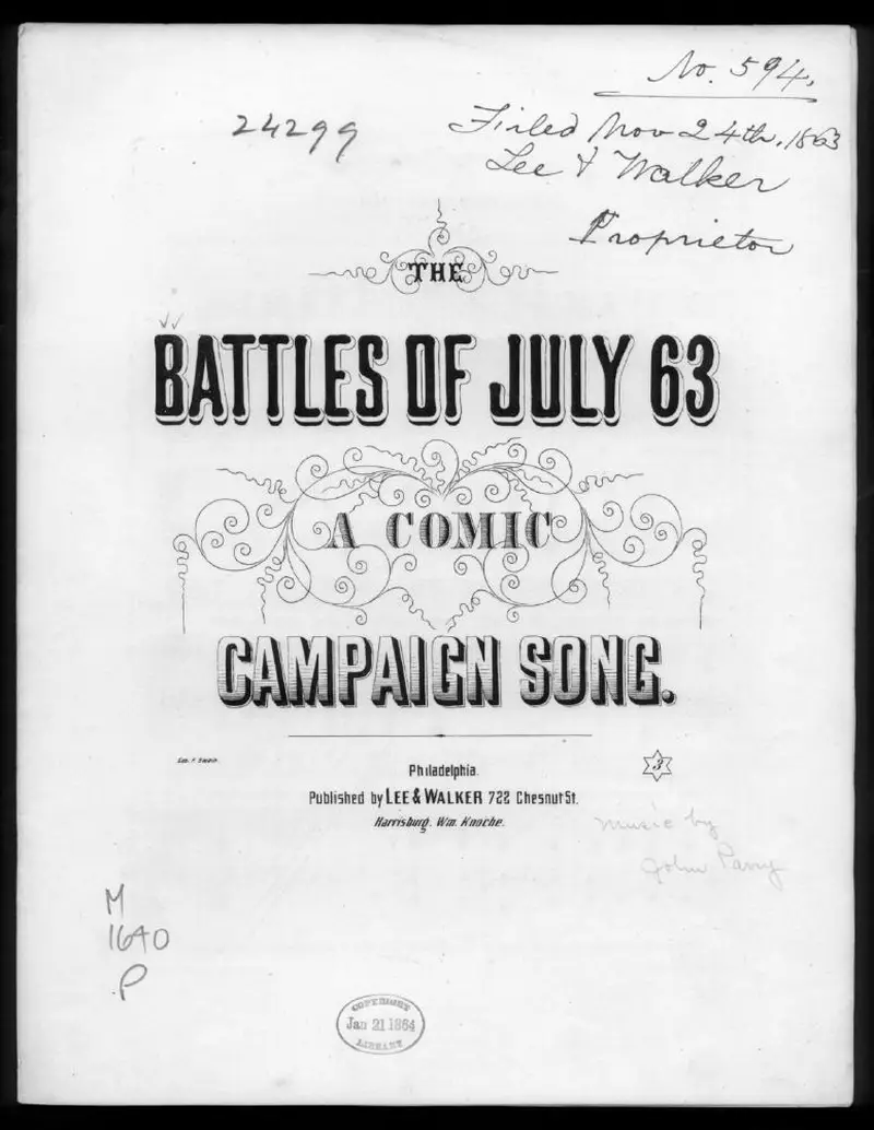 Первая страница нот «The Battles of July '63»