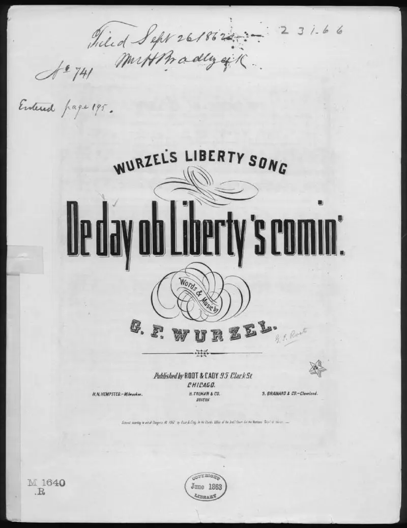Первая страница нот «De day ob liberty's comin»