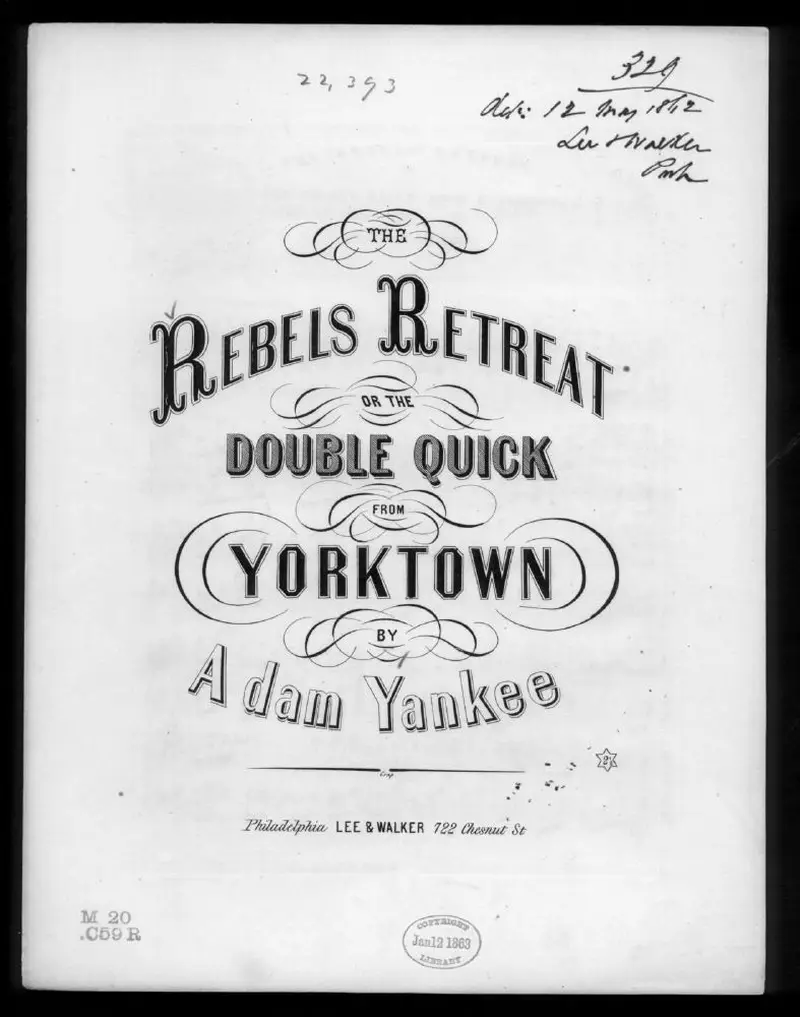 Первая страница нот «The Rebels' retreat or the double quick from Yorktown»